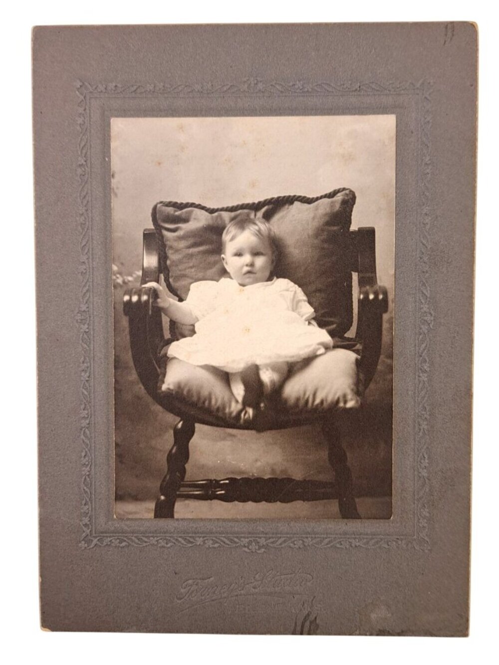 Antique Infant Photo Portrait Cabinet Card Forney's Studio Abilene Kansas Ruby